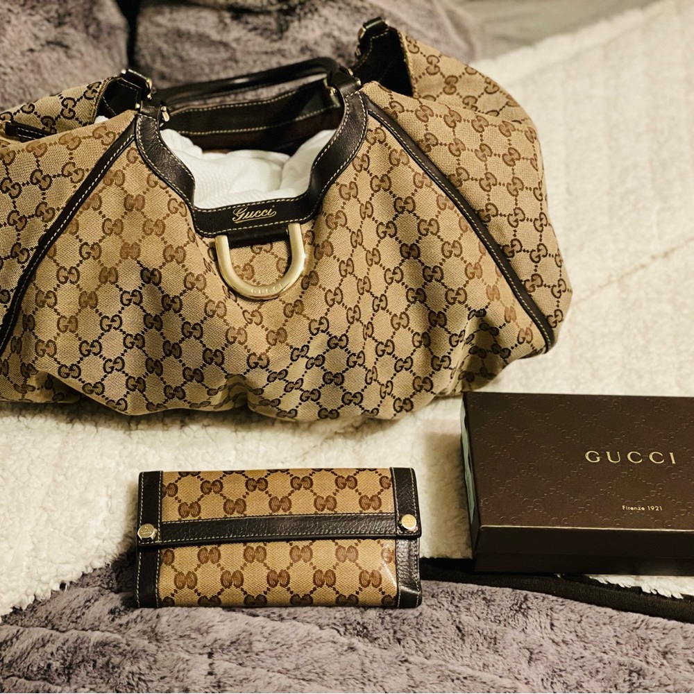 Large GG Canvas Abbey D-Ring Hobo, wallet, wallet plus key holder